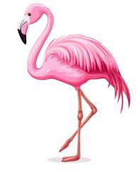 Obraz premium Flamingo Floaty. Pink Inflatable Flamingo Floating in Pool Isolated on White Background