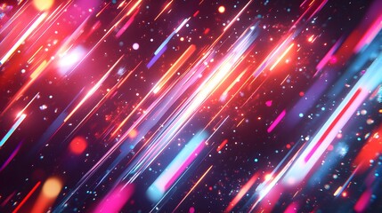 Fototapeta premium Abstract digital art showcasing colorful bright lines in diagonal patterns