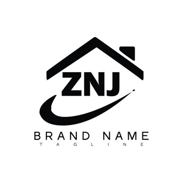ZNJ logo design vector template