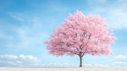 Fototapeta premium Spring blooming flora pink flowering tree in nature vibrant environment scenic viewpoint