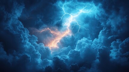 Powerful storm clouds with intense lightning