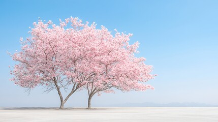 Naklejka premium Spring blossom action cherry blossom trees nature landscape floral serenity bright sky