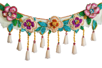 Beaded Floral Collar with Tassels Elegant Handmade Textile Detail
