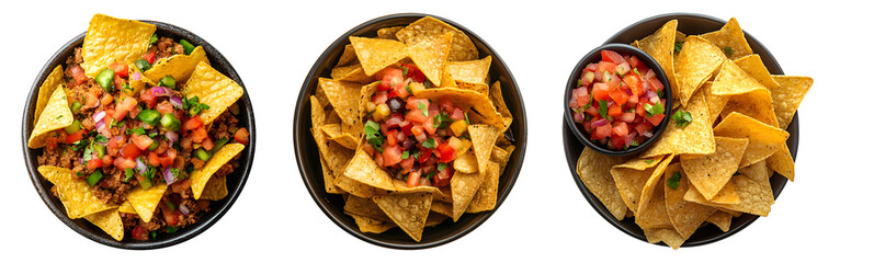  tacos chips on bowl, transparent background