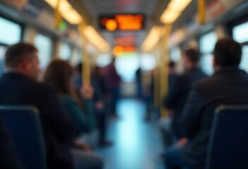 Generative AI Blurred View of Commuters on a Train Subway System