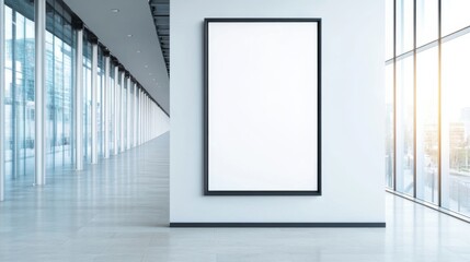 Blank Frame on Modern Hallway Wall, Mockup ,Display