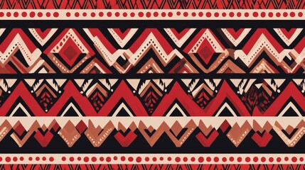 Abstract Tribal Pattern, Red and Brown Ethnic Design, Decoration , Textile
