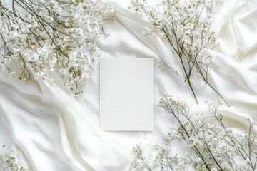 Stunning wedding invitation mockup features a blank card designed for customization.