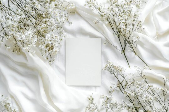 Stunning wedding invitation mockup features a blank card designed for customization.