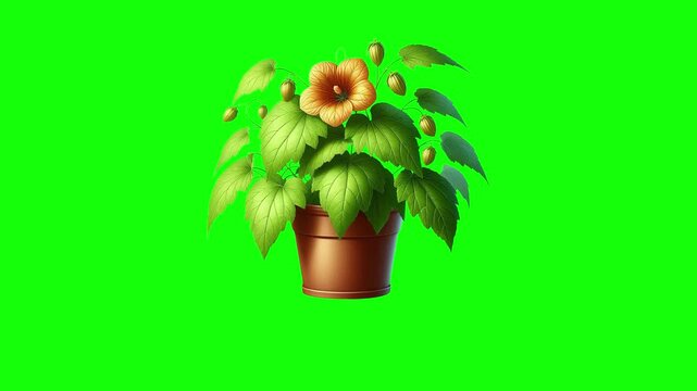 Abutilon green screen animation motion graphic in 4K high resolution.