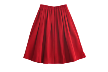 A stylish red pleated skirt with a flowing design. A fashionable and elegant clothing piece for women