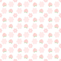 seamless pattern with pink flowers and peach