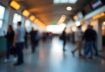 Generative AI Impressive bokeh crowd of people walking blurred background