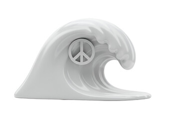 Fototapeta premium 3D White Wave with Peace Sign - Symbolizing Calmness and Peace
