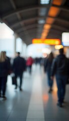 Generative AI Image depicting the blur of hurried travelers at a station platform