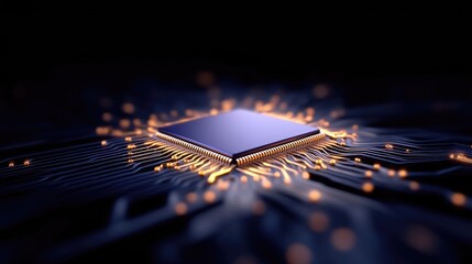High-tech CPU chip on circuit board