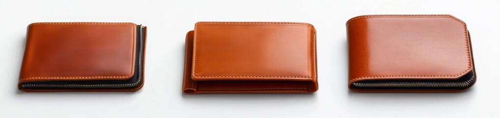 Three variations of leather wallets