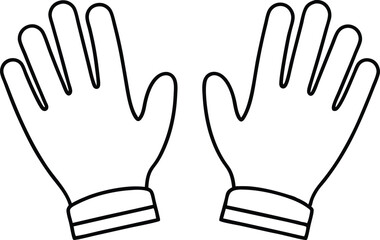 gloves outline coloring book page,work gloves line art vector
