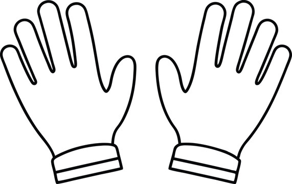 gloves outline coloring book page,work gloves line art vector