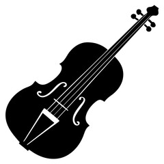 Obraz premium violin black silhouette vector, Simple silhouette Design vector icon with white background.