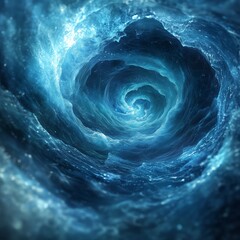 Swirling Water Tunnel: An abstract image of a vortex of water and light.