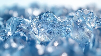 Stunning Close-Up of Sparkling Ice Crystals: A Glacial Symphony of Blue Hues