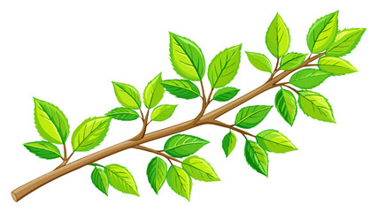 Spring twig with green leaves