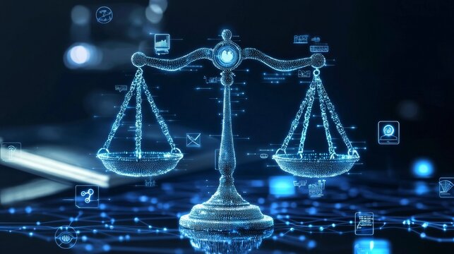 The importance of ethical considerations in AI regulations shown through symbolism.