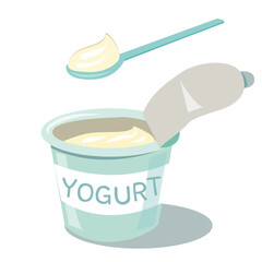 Yogurt Cup with Spoon Vector Illustration isolated on a white background