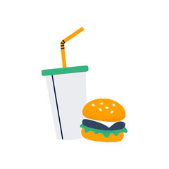 Fast food. Unhealthy habits and addictions concept. Vector illustration on a white background.