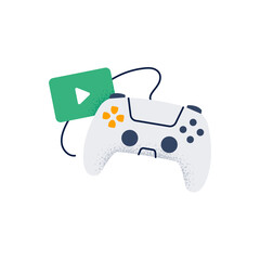 Online gaming. Unhealthy habits and addictions concept. Vector illustration on a white background.