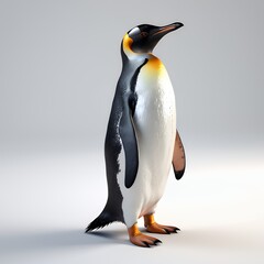 Obraz premium Majestic King Penguin, Isolated on a Light Gray Background