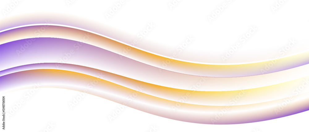 Wall mural smooth wavy design element abstract white background. bright flow liquid shape with yellow and purpl