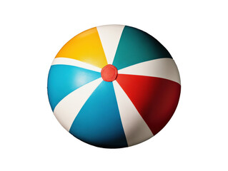 Bright beach ball in vibrant colors for summer fun activities on a transparent background, cut out