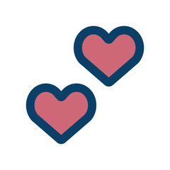 ハートマーク二つのアイコンイラスト
