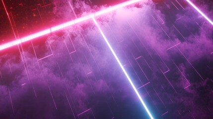 Abstract digital art featuring neon lights and a cloudy background