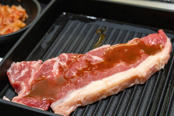 Meat for grilled meat on a plate