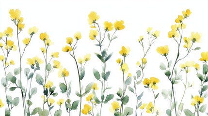 Delicate Yellow Flowers in Watercolor (1)