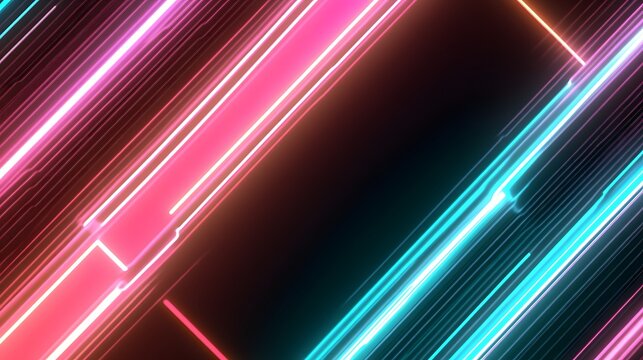 Glowing neon lines in vibrant colors creating abstract patterns