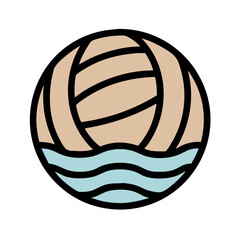 Water Polo Ball Icon against a stylized water background