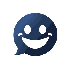 Obraz premium Stylized happy face emoji in a speech bubble with smiling expression and tear of joy