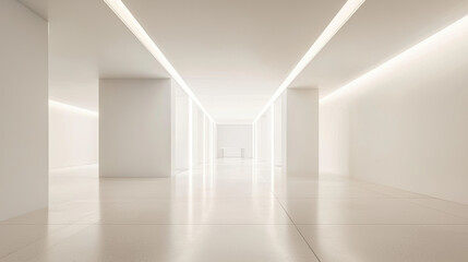 Fototapeta premium A room is white, minimalist, warm tones 
