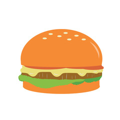 hamburger illustration on transparant background. Cartoon style