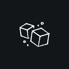 Sugar cubes chalk icon. Vector isolated black illustration.