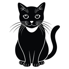 Obraz premium Set of black cats looking out of the corner. Collection of cat faces that spy on you. Playing pets. Tattoo, Cats, his vector illustration features an adorable black and white cat captured in a playful