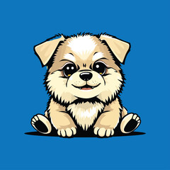 Obraz premium Happy Cartoon Puppy – Playful Golden Dog Vector and Illustration design 