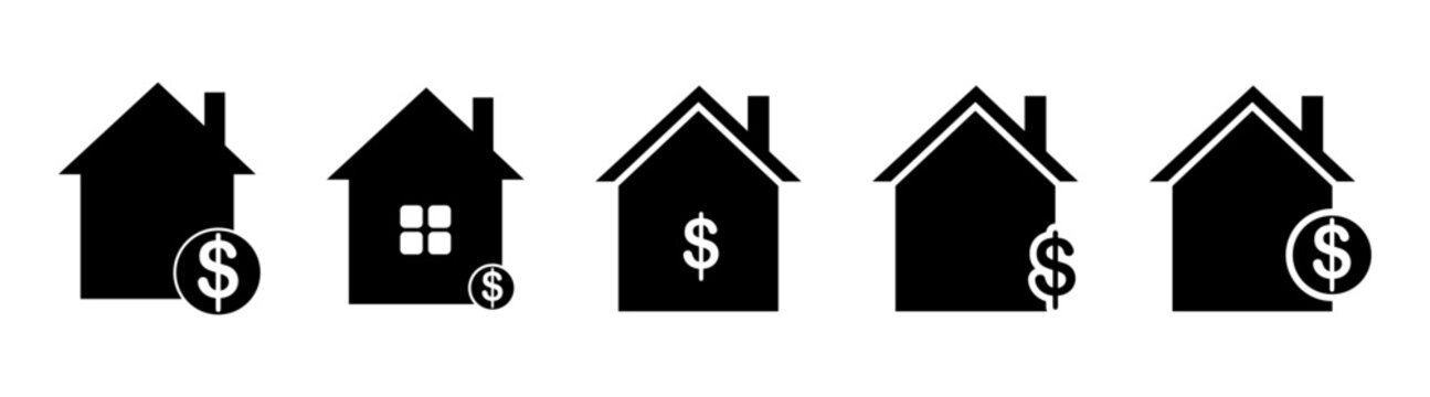 Set of house value icon,house icons with dollar sign,real estate concept
