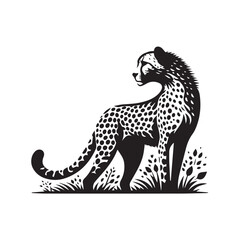 various cheetah silhouette set stock vector, cheetah black Silhouette vector art Illustration with white background, Cheetah silhouette, Cheetah running silhouettes, Cheetah vector illustration.