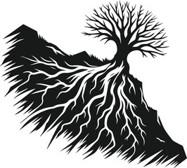 tree with roots vector illustration