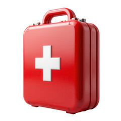 Red First Aid Kit with White Cross Symbol for Emergency Medical Assistance and Safety Preparedness